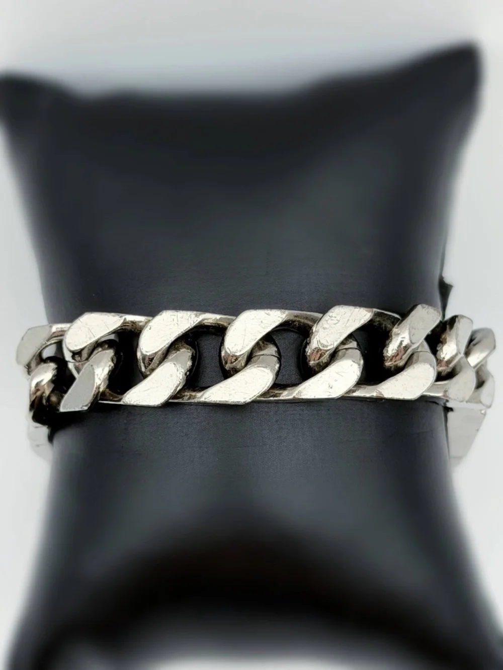 Authentic Louis Vuitton Logo Monogram Chain Bracelet Silver tone Italy M00270